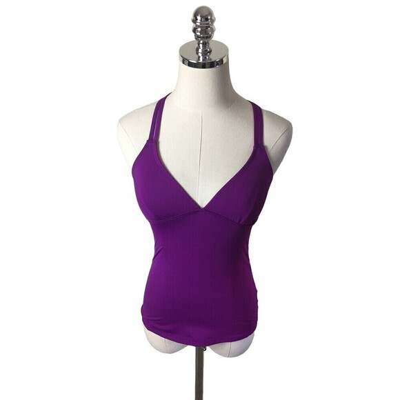 Athleta Purple Tankini Size XXS Adjustable Cross Strap UPF Quick Dry Swim Top - Picture 1 of 5